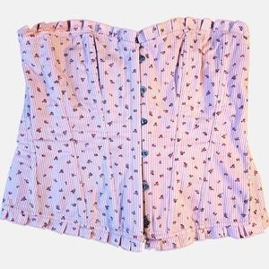 Vaacodor Pink Pinstripe Corset Top Fairycore Coquette Size L 🎀